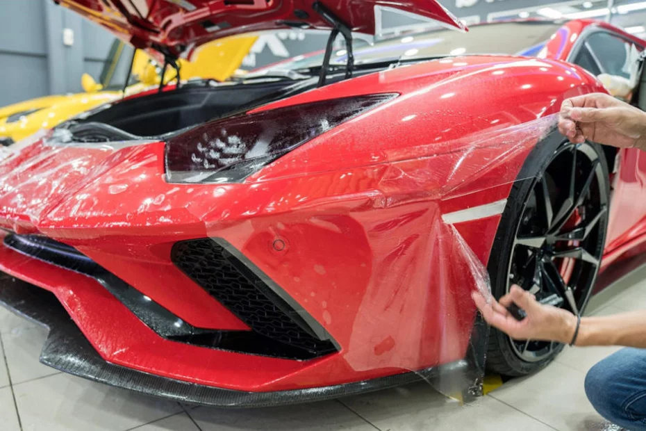 PPF, Film de prtotection appliqué sur une Lamborghini Rouge